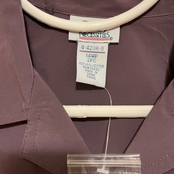 Purple Button Down Blouse 14PW - Picture 2 of 7